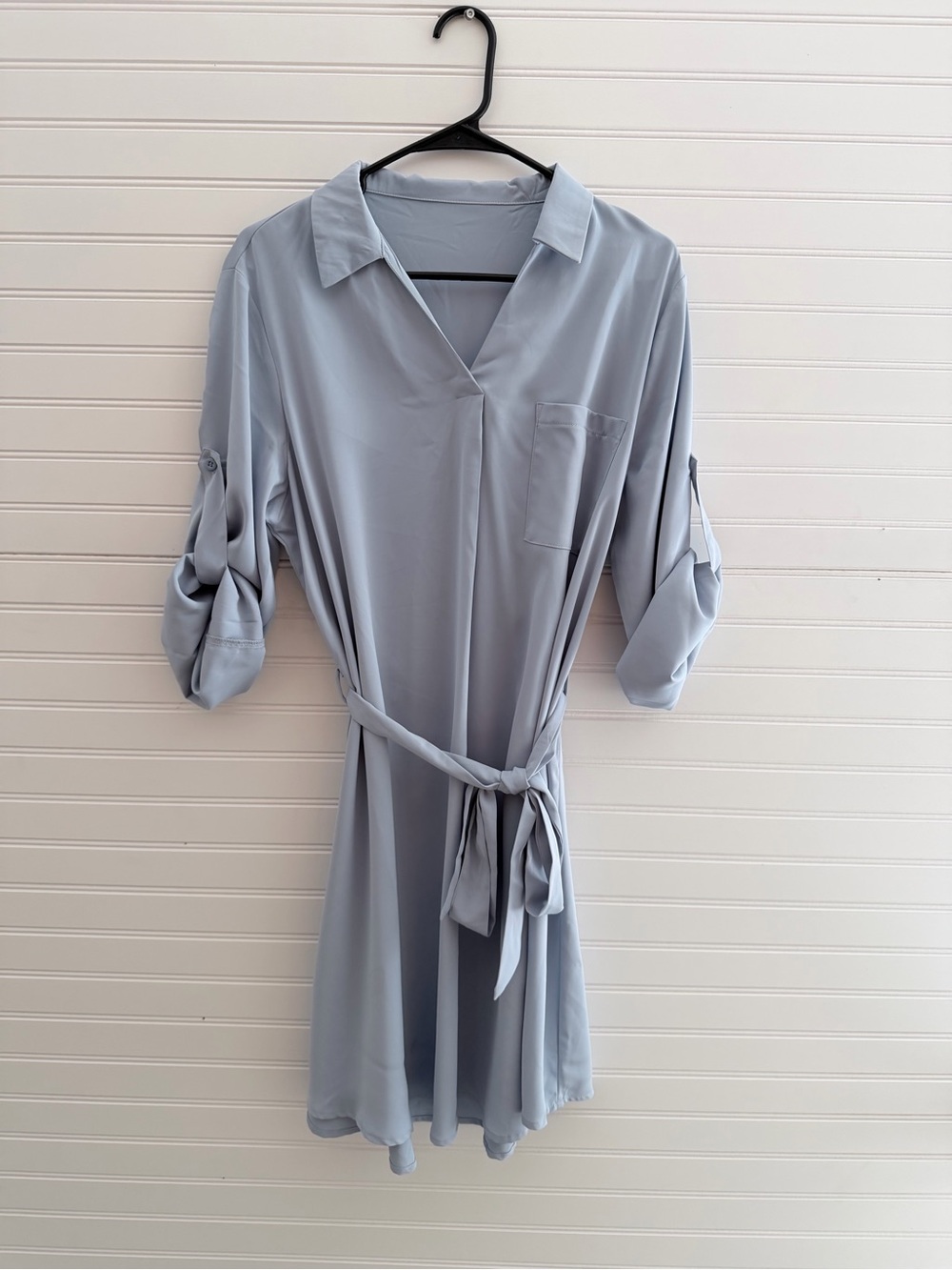 HALARA Light Blue Shirt Dress with Belt